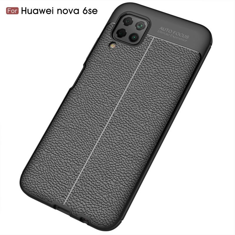 Capa Para Huawei P40 Lite Linha Dupla Efeito Couro Litchi