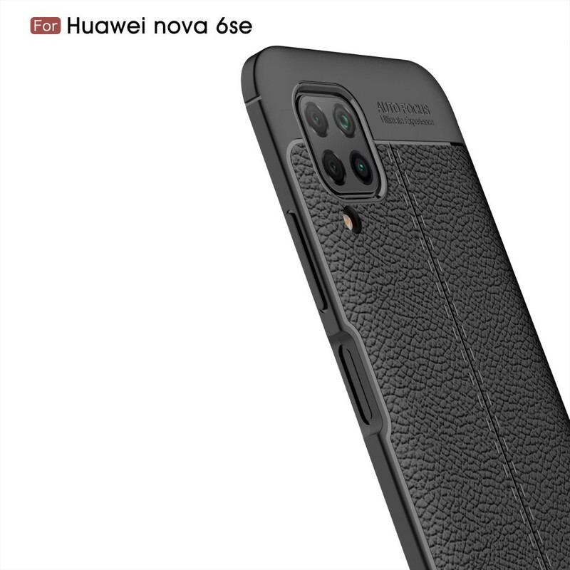 Capa Para Huawei P40 Lite Linha Dupla Efeito Couro Litchi