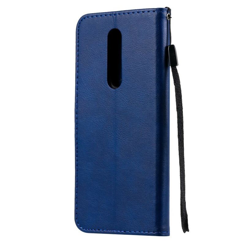 Capa Flip Para OnePlus 8 De Cordão Efeito De Couro Com Tiras