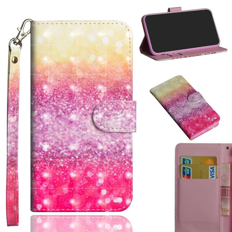 Capa Flip Para OnePlus 8 Gradiente Glitter Magenta