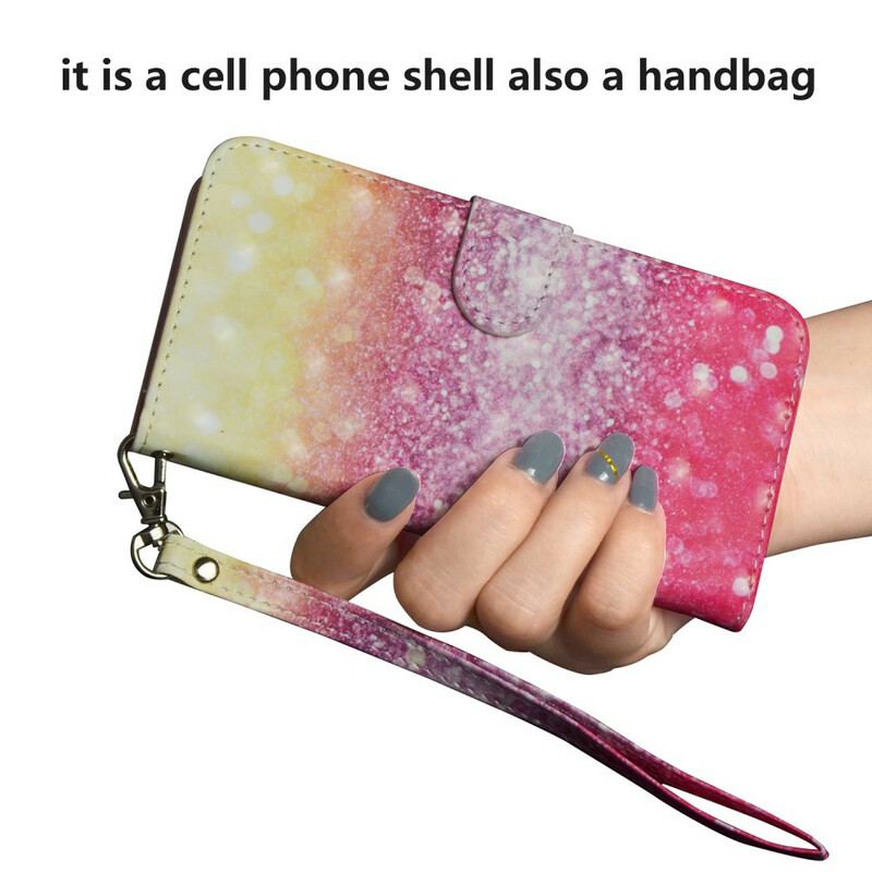 Capa Flip Para OnePlus 8 Gradiente Glitter Magenta