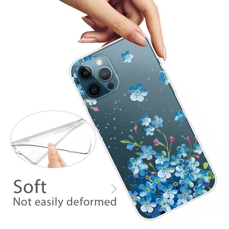 Capa De Celular Para iPhone 13 Pro Buquê De Flores Azuis
