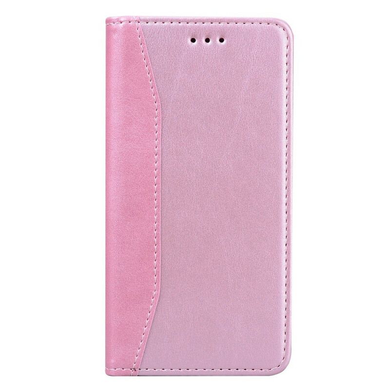 Capa De Celular Para iPhone 13 Pro Flip Efeito Couro Empresarial Em Dois Tons