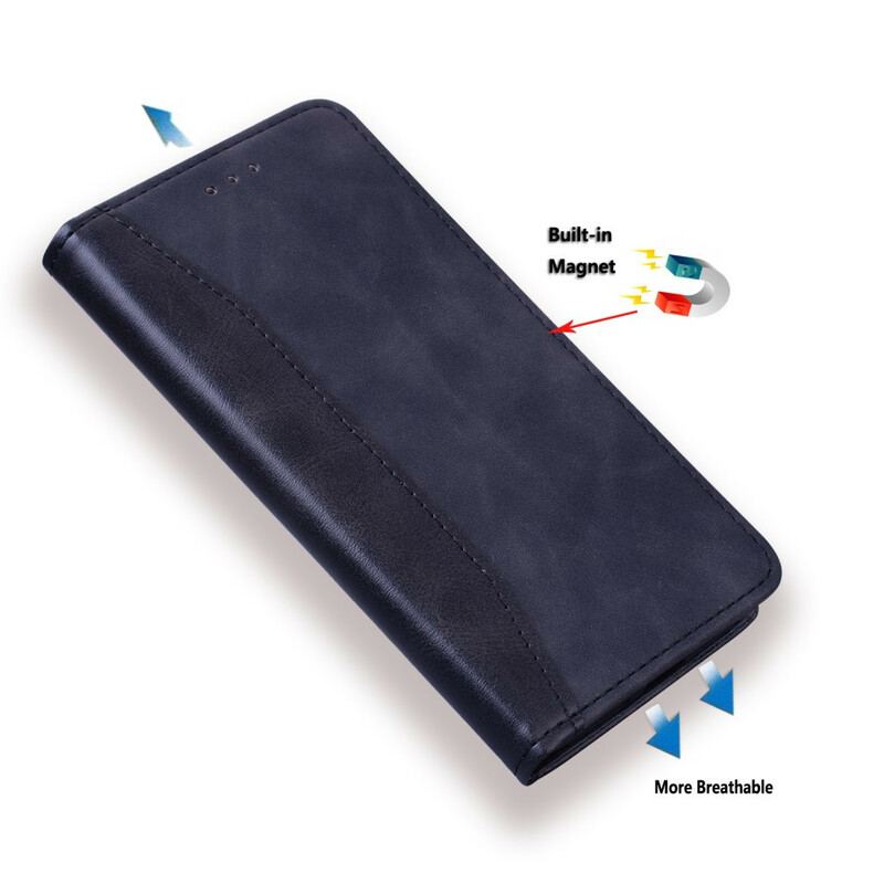 Capa De Celular Para iPhone 13 Pro Flip Efeito Couro Empresarial Em Dois Tons