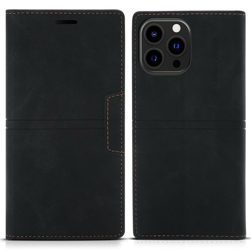 Capa De Celular Para iPhone 13 Pro Flip Fecho Magnético Com Costura Estilo Couro
