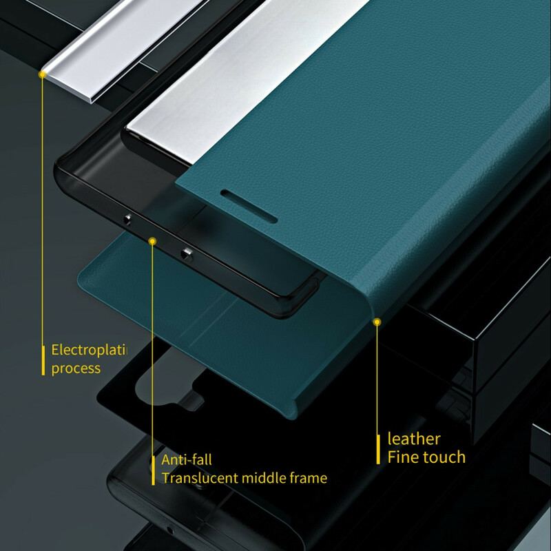Capa De Celular Para iPhone 13 Pro Flip Fecho Magnético De Couro Sintético De Lichia