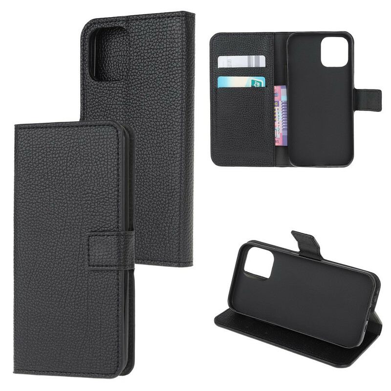 Capa De Couro Para iPhone 13 Pro Efeito De Couro Granulado De Lichia