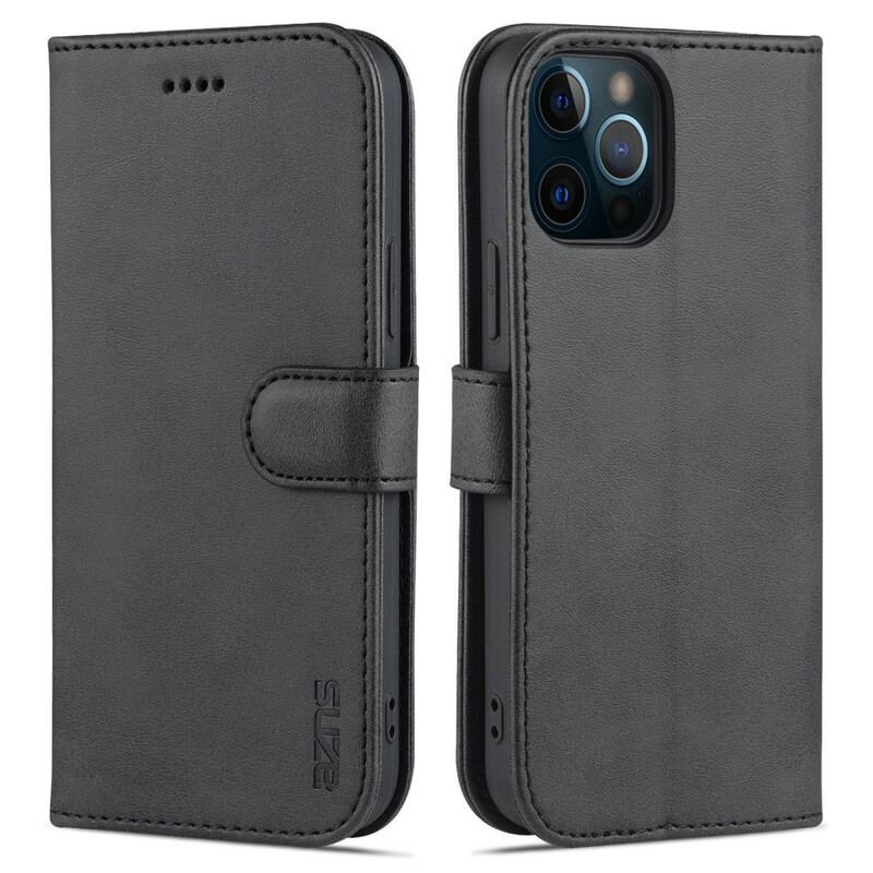 Capa Em Pele Para iPhone 13 Pro Couro Sintético Azns