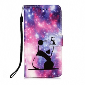 Capa Flip Para iPhone 13 Pro Galáxia Panda