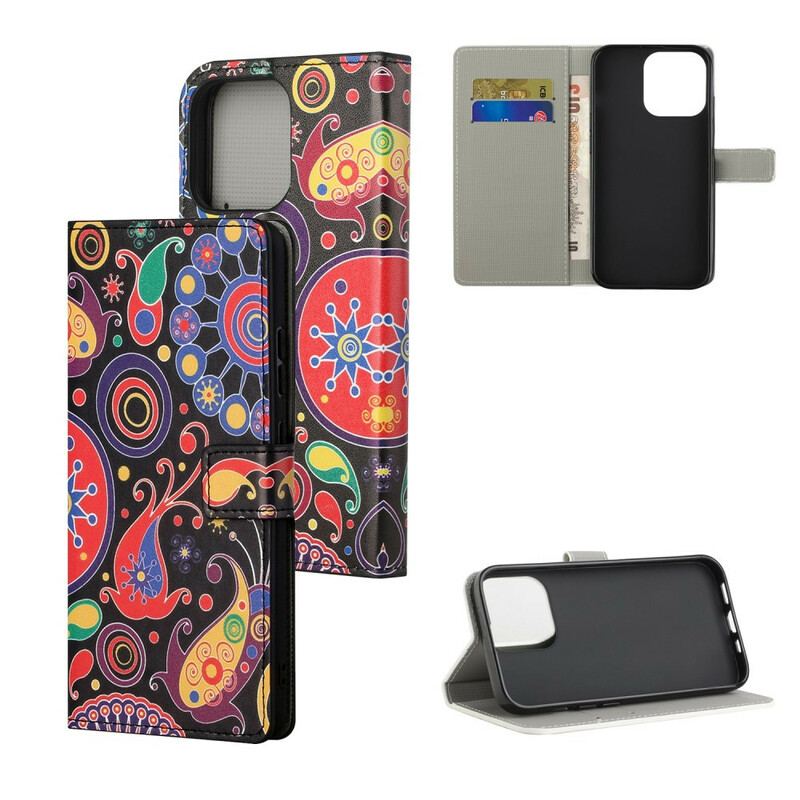 Capa Folio Para iPhone 13 Pro Design Da Galáxia