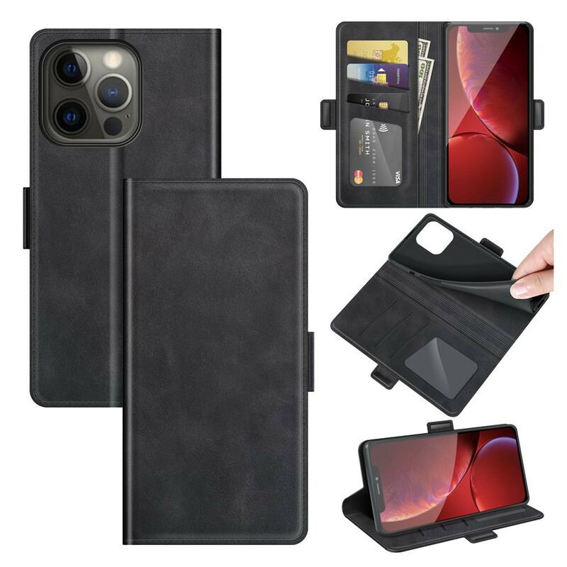 Capa Folio Para iPhone 13 Pro Fecho Duplo