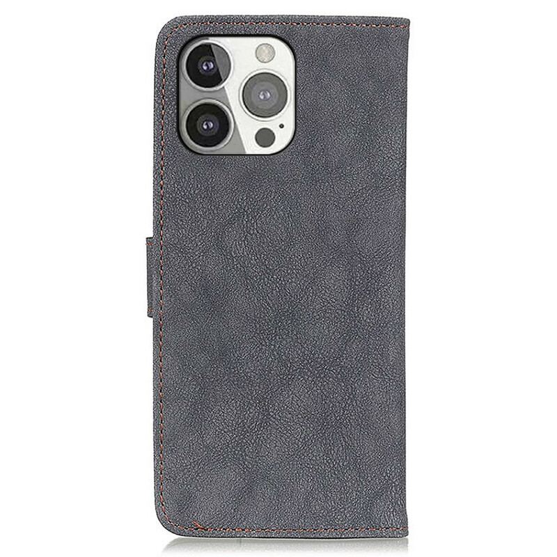 Capa Folio Para iPhone 13 Pro Khazneh Retrô Split Couro Sintético