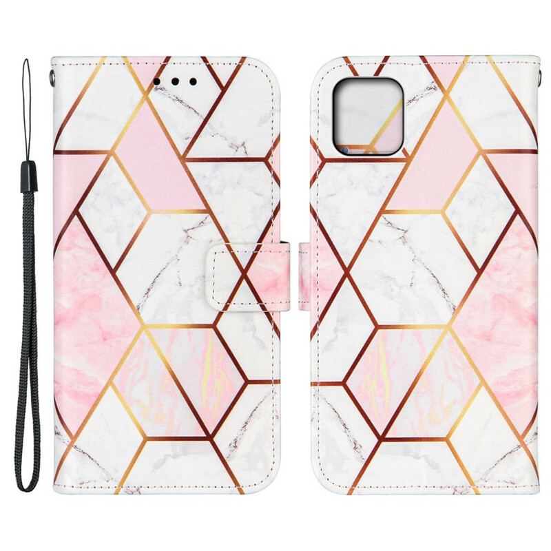 Capa Folio Para iPhone 13 Pro Mármore Geométrico
