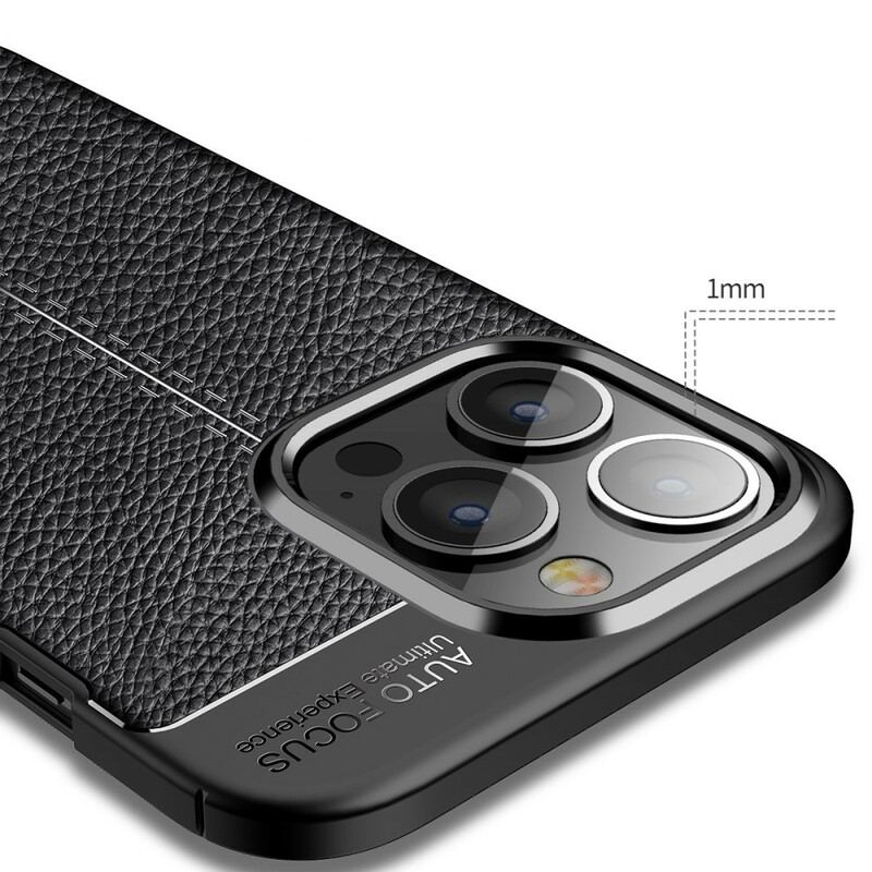 Capa Para iPhone 13 Pro Linha Dupla Efeito Couro Litchi