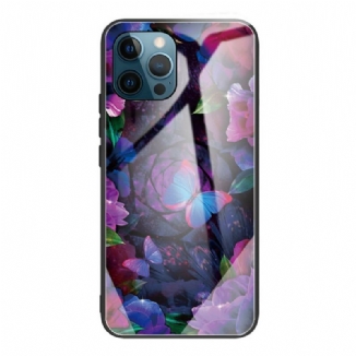 Capa Para iPhone 13 Pro Variação De Borboletas De Vidro Temperado