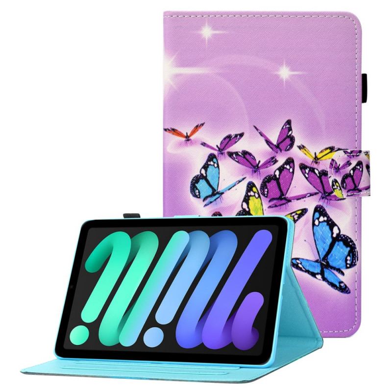 Capa De Couro Para iPad Mini 6 (2021) Borboletas De Design