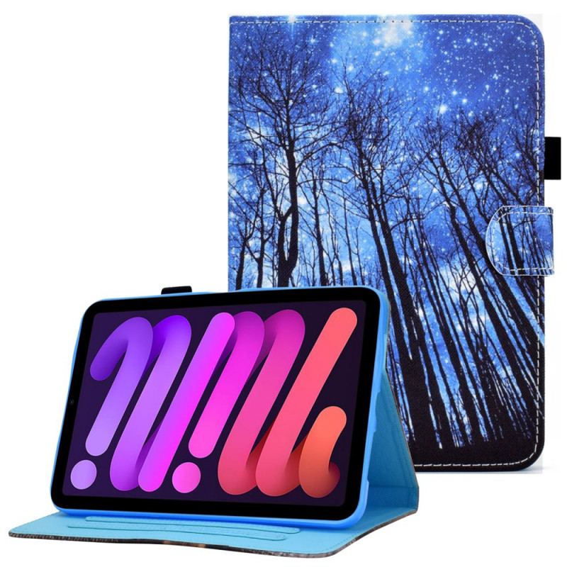 Capa De Couro Para iPad Mini 6 (2021) Floresta À Noite