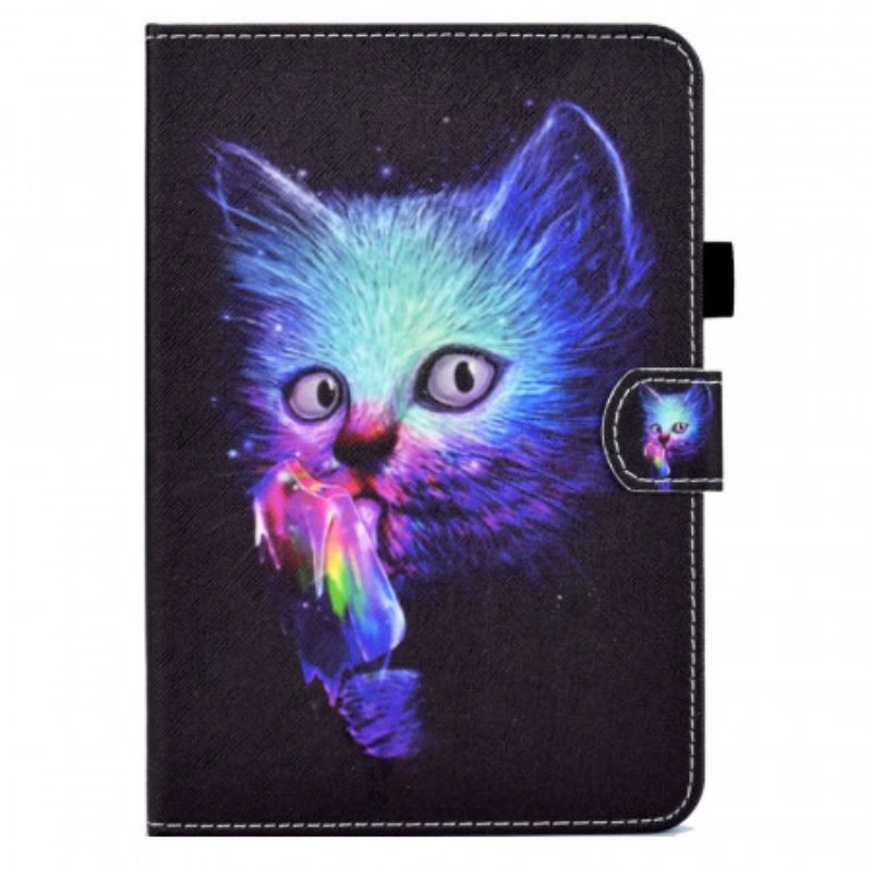 Capa De Couro Para iPad Mini 6 (2021) Gato Psicótico