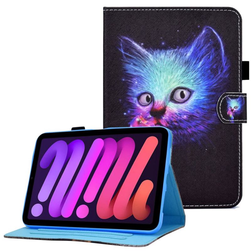 Capa De Couro Para iPad Mini 6 (2021) Gato Psicótico