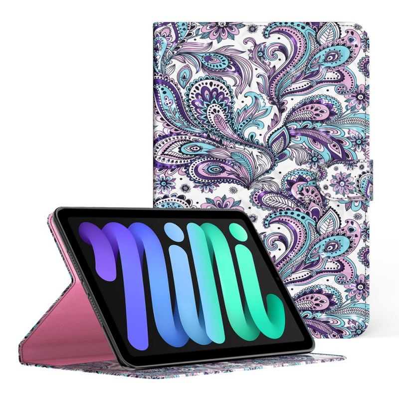 Capa De Couro Para iPad Mini 6 (2021) Ponto De Luz Paisley Padrão