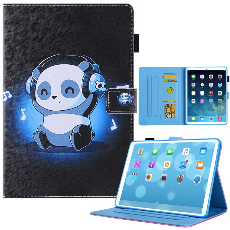 Capa Em Pele Para iPad Mini 6 (2021) Panda Em Fones De Ouvido