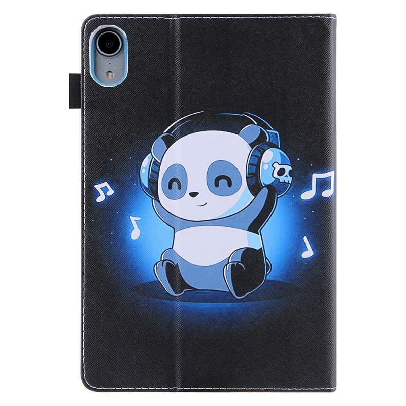 Capa Em Pele Para iPad Mini 6 (2021) Panda Em Fones De Ouvido