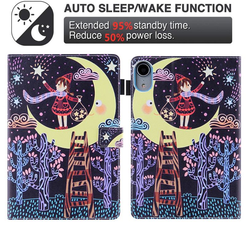 Capa Flip Para iPad Mini 6 (2021) Menina Na Lua