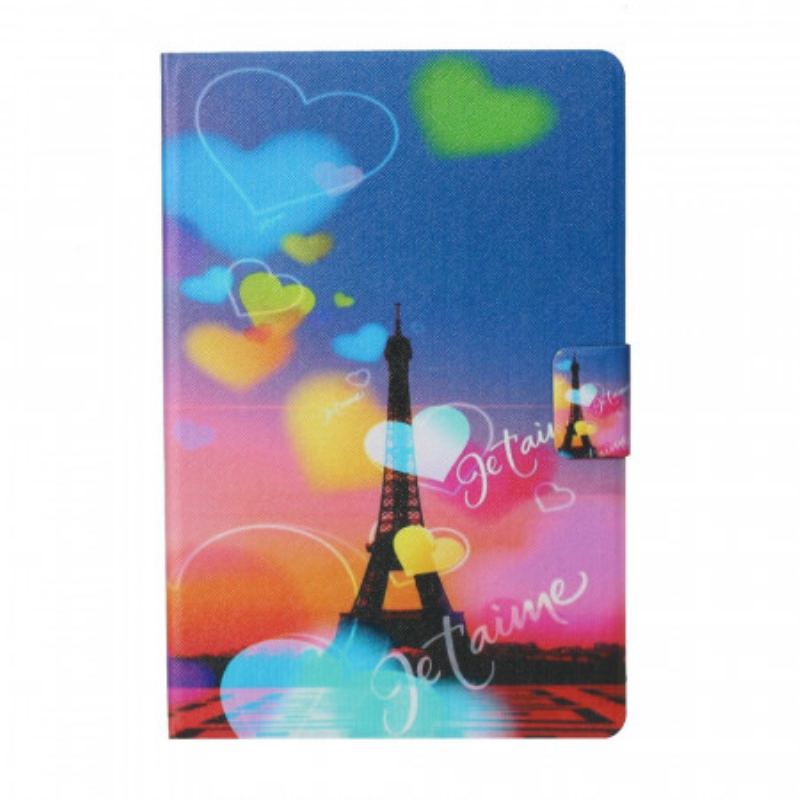 Capa Flip Para iPad Mini 6 (2021) Torre Eiffel Eu Te Amo