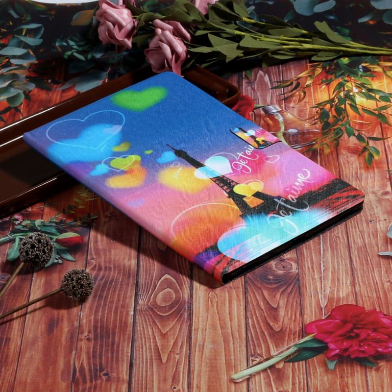 Capa Flip Para iPad Mini 6 (2021) Torre Eiffel Eu Te Amo
