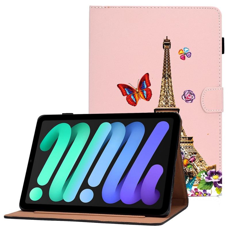 Capa Flip Para iPad Mini 6 (2021) Torre Eiffel No Verão