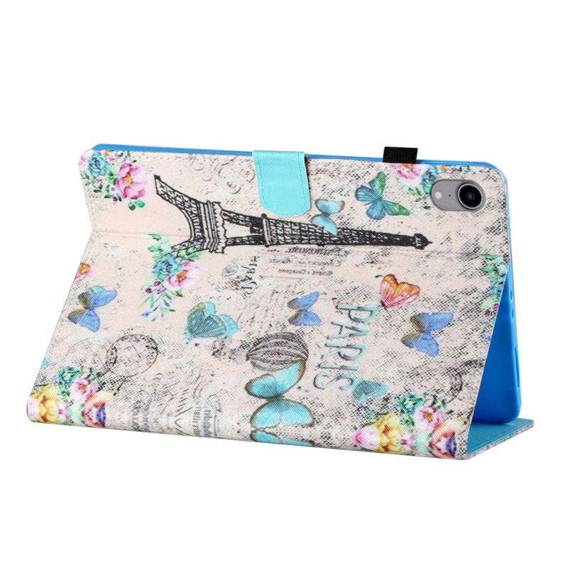 Capa Folio Para iPad Mini 6 (2021) Borboletas Da Torre Eiffel