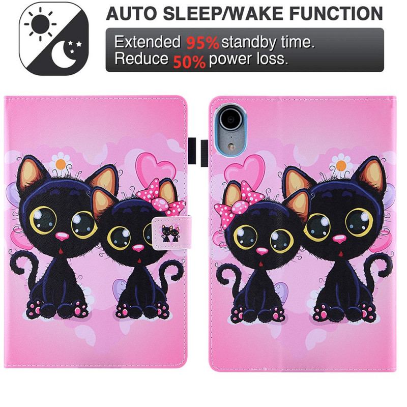 Capa Folio Para iPad Mini 6 (2021) Casal De Gatos