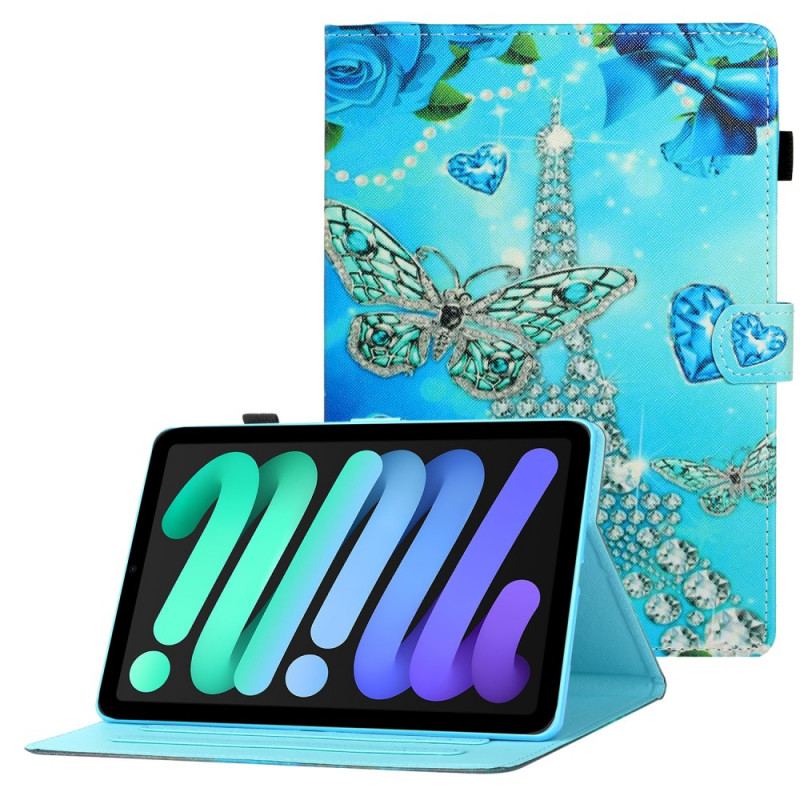 Capa Folio Para iPad Mini 6 (2021) Torre Eiffel Em Diamantes