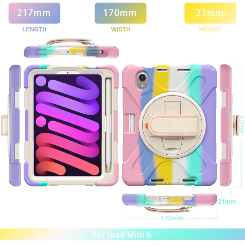 Capa Para iPad Mini 6 (2021) Suporte Para Viva-voz E Alça Colorida