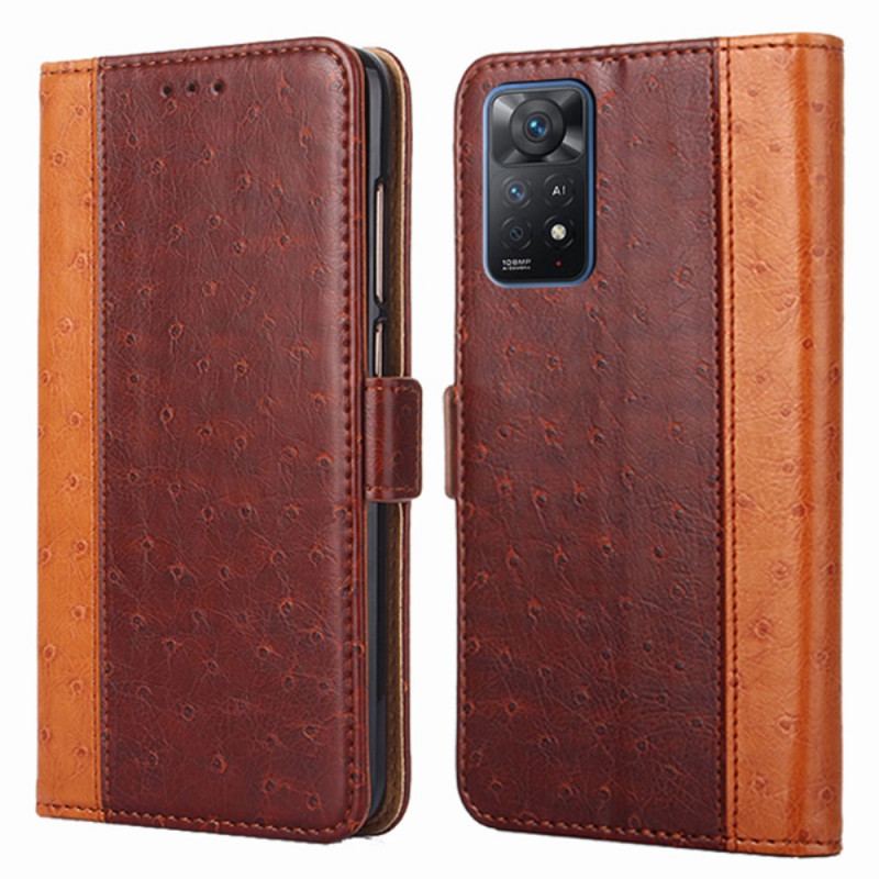 Capa De Couro Para Xiaomi Redmi Note 11 Pro / 11 Pro 5G Textura De Pele De Avestruz