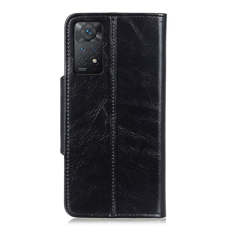 Capa Flip Para Xiaomi Redmi Note 11 Pro / 11 Pro 5G Botão De Imitação De Couro Envernizado Khazneh