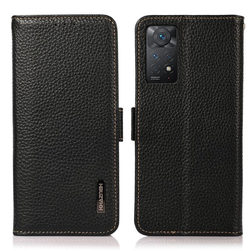 Capa Flip Para Xiaomi Redmi Note 11 Pro / 11 Pro 5G Couro Litchi Genuíno Khazneh Rfid