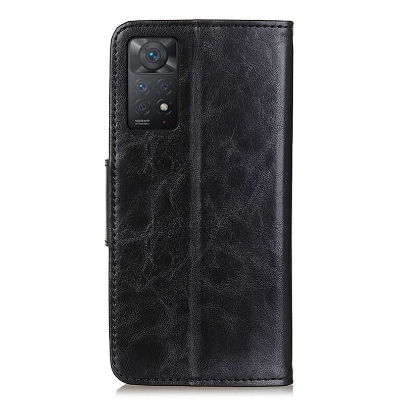 Capa Flip Para Xiaomi Redmi Note 11 Pro / 11 Pro 5G Fecho Reversível De Couro Rachado