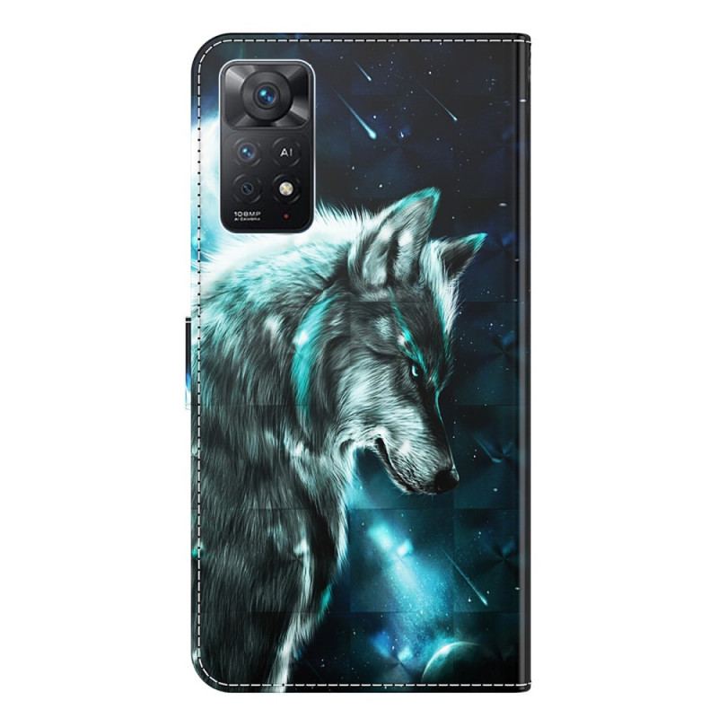 Capa Folio Para Xiaomi Redmi Note 11 Pro / 11 Pro 5G Lobo Majestoso