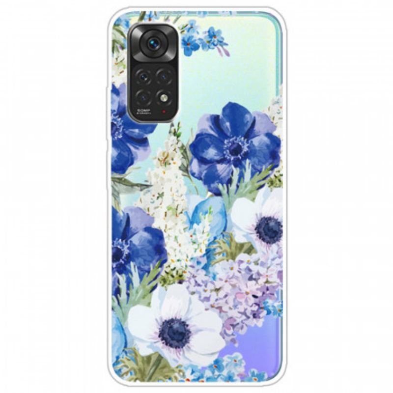 Capa Para Xiaomi Redmi Note 11 Pro / 11 Pro 5G Aquarela Flores Azuis