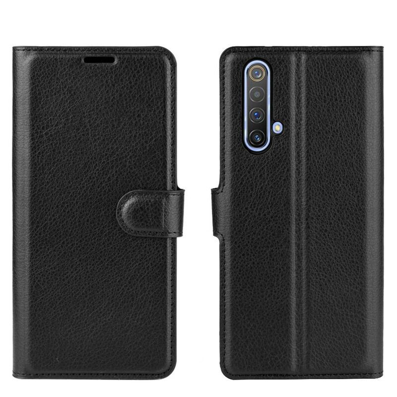 Capa Em Pele Para Realme X50 Efeito Lichia Clássico