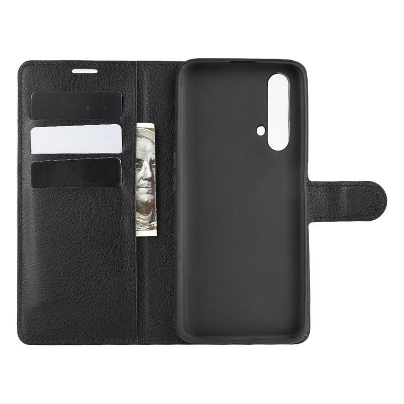 Capa Em Pele Para Realme X50 Efeito Lichia Clássico