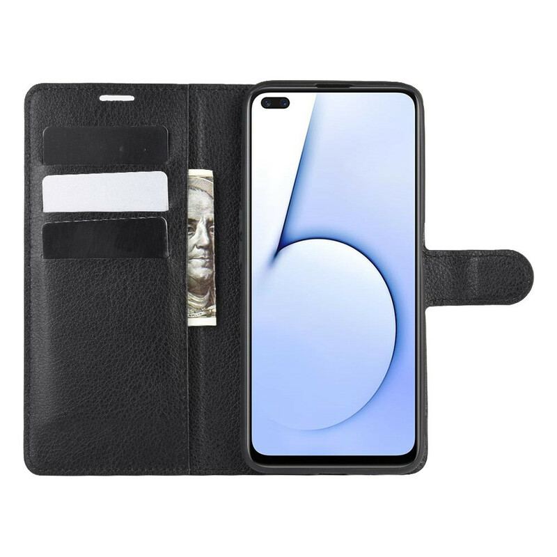 Capa Em Pele Para Realme X50 Efeito Lichia Clássico