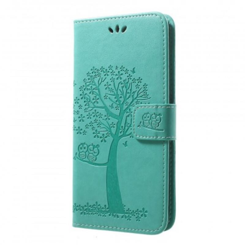 Capa Em Pele Para Samsung Galaxy A30 De Cordão Tanga E Corujas