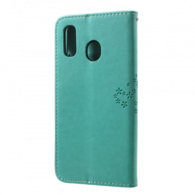 Capa Em Pele Para Samsung Galaxy A30 De Cordão Tanga E Corujas