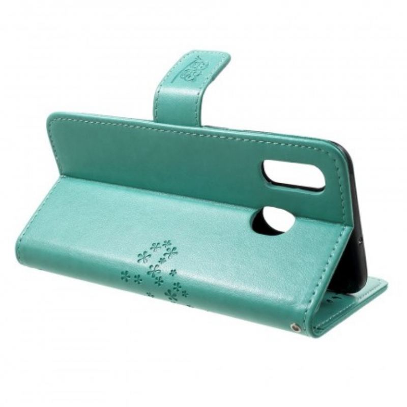 Capa Em Pele Para Samsung Galaxy A30 De Cordão Tanga E Corujas