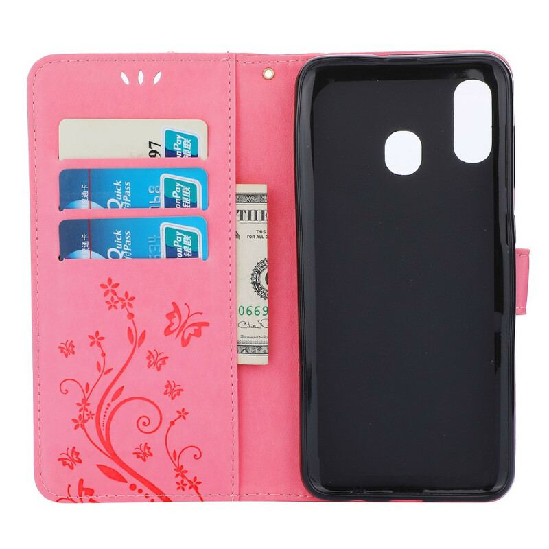 Capa Flip Para Samsung Galaxy A30 Borboletas E Flores