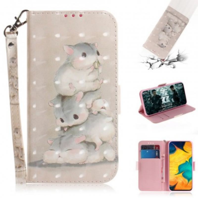 Capa Flip Para Samsung Galaxy A30 De Cordão Hamsters Tanga