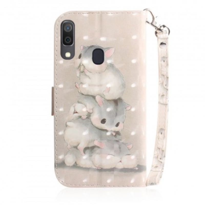 Capa Flip Para Samsung Galaxy A30 De Cordão Hamsters Tanga