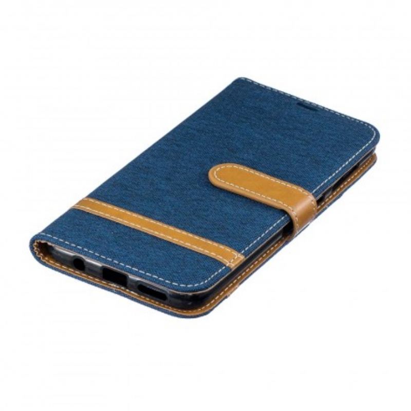 Capa Flip Para Samsung Galaxy A30 Tecido E Efeito Couro